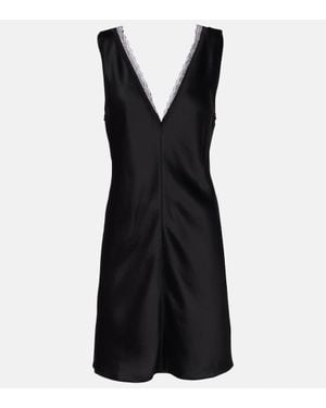 Leset Barb Lace-Trimmed Satin Minidress - Black