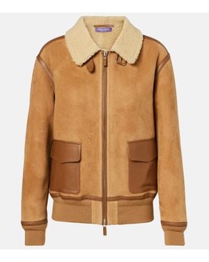 Ralph Lauren Morrison Shearling-Trimmed Suede Jacket - Brown