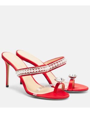 Mach & Mach Mules Diamond Of Elizabeth 90 En Satin - Rouge