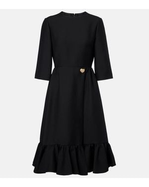 Valentino Crepe Couture Ruffled Midi Dress - Black