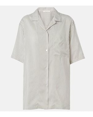 The Row Jorge Striped Silk Shirt - White