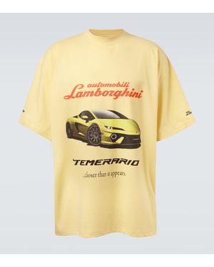 Balenciaga X Automobili Lamborghini Camiseta Oversized De Jersey - Amarillo