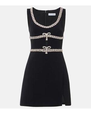 Self-Portrait Crystal-Embellished Crepe Minidress - Black