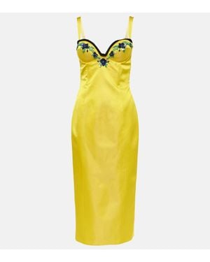 Miss Sohee Verziertes Midikleid Iris Aus Samt - Gelb