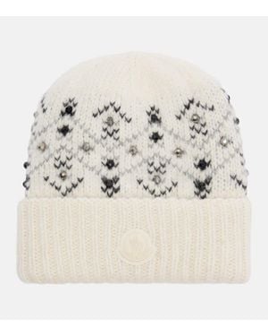 Moncler Embellished Alpaca And Wool-Blend Beanie - Natural
