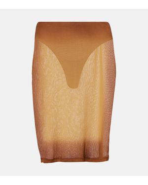 The Attico Sheer Tulle Midi Skirt - Brown