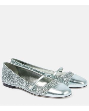 Jimmy Choo Ballerinas Elisa Mit Glitter Und Leder - Grau