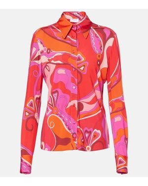 PUCCI Hemd Orchidee Aus Satin - Rot