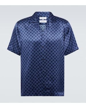Frescobol Carioca Roberto Silk Bowling Shirt - Blue