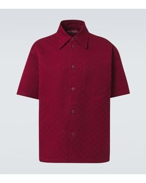 Gucci Gg Cotton Jacquard Oversized Shirt - Red