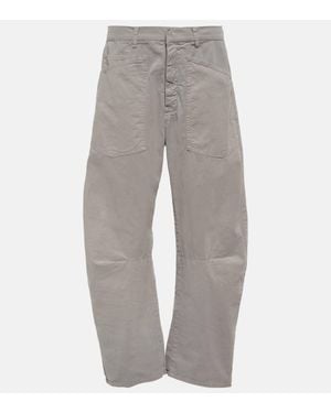 Nili Lotan Shon High-Rise Twill Trousers - Grey