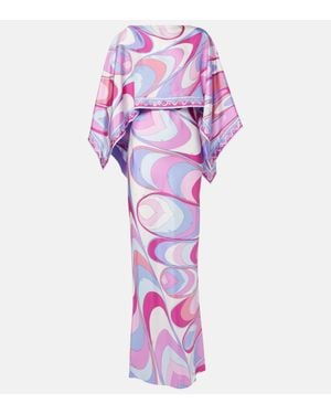 Emilio Pucci Printed Silk Twill Maxi Dress - Purple