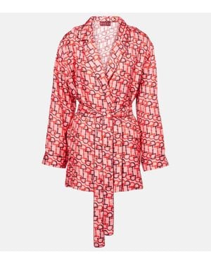 Gucci Bluse Aus Seide Zum Binden Mit Print, Größe - Rot