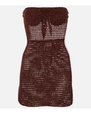 Anna Kosturova Floral Crochet Cotton Bustier Dress - Purple