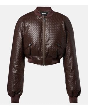 ROTATE BIRGER CHRISTENSEN Dax Cropped Bomber Jacket - Brown
