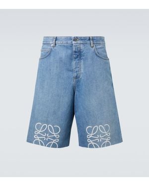 Loewe Anagram Denim Shorts - Blue