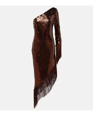 ‎Taller Marmo Aventador Disco Sequined Fringed Midi Dress - Purple