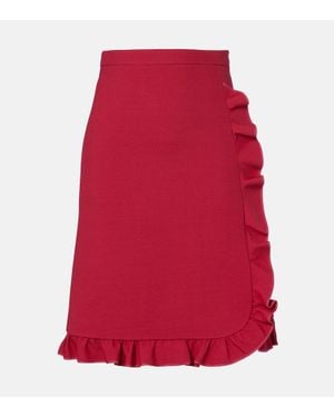 Valentino Jupe Midi Crepe Couture - Rouge