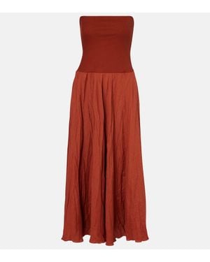 Johanna Ortiz Light And Sound Linen-Blend Maxi Dress - Red