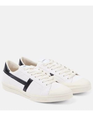 Tom Ford Logo Leather Sneakers - White