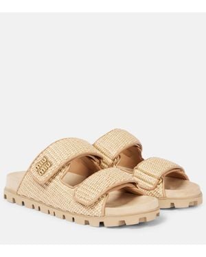 Miu Miu Sandalen Mit Leder - Natur