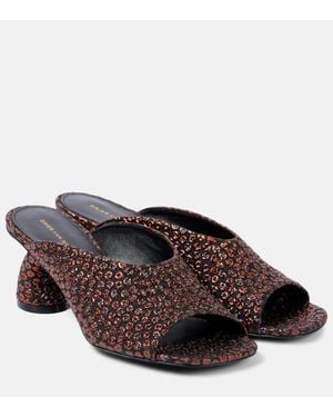 Dries Van Noten Jacquard Canvas Mules - Brown