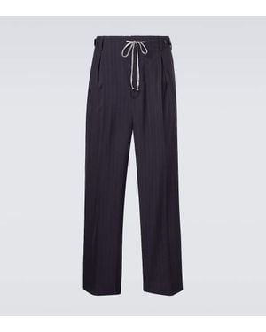 Maison Margiela Pinstripe Wool Straight Pants - Blue