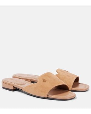 Jimmy Choo Dina Suede Slides - Natural