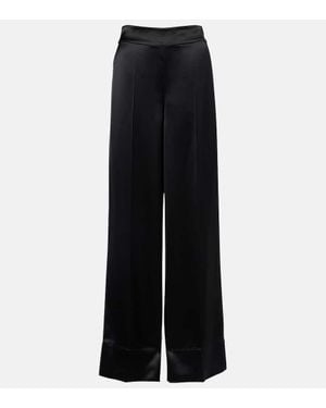 JOSEPH Dijon Satin Wide-Leg Pants - Black