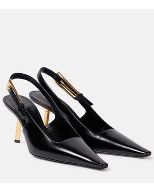 Saint Laurent Lee 75 Polished Leather Sandals in Black | Lyst