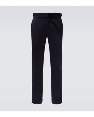 Tom Ford Anzughose Shelton Aus Baumwollsatin - Blau