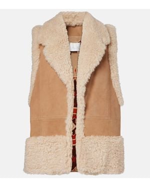 Johanna Ortiz Weste Aus Veloursleder Mit Faux Shearling - Natur