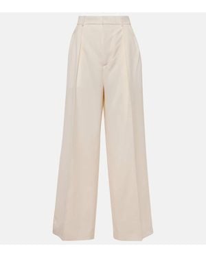 Wardrobe NYC High-Rise Wool Wide-Leg Pants - Natural