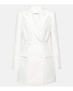 Self-Portrait Double-Breasted Taffeta Blazer Dress - White