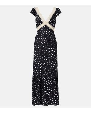 RIXO London Iggy Polka-Dot Maxi Dress - Black