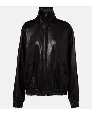 Acne Studios Logo Leather Jacket - Black