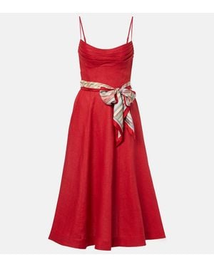 Zimmermann Rebellion Linen Midi Dress - Red