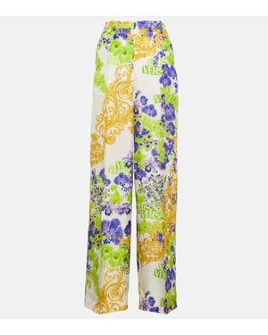 Versace Floral Wide-Leg Trousers - White