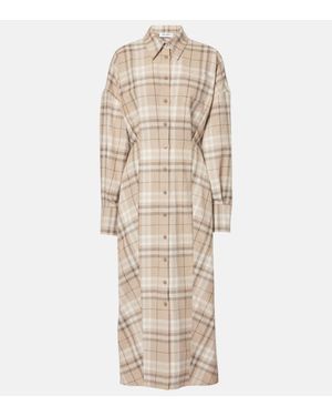 The Attico Checked Cotton-Blend Shirt Dress - Natural