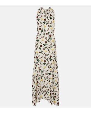 Marni Floral Poplin Maxi Dress - Metallic