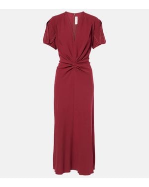 Victoria Beckham Gathered Wool-Blend Midi Dress
