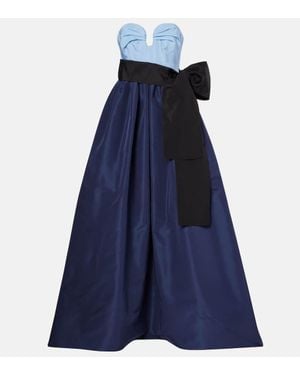 Carolina Herrera Belted Silk Bustier Gown - Blue