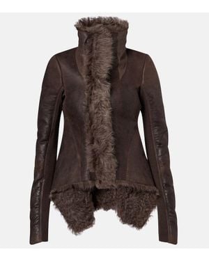 Rick Owens Lederjacke Aus Shearling - Braun