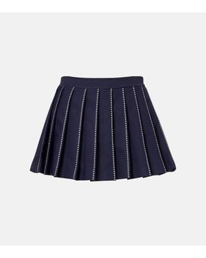 Tory Burch Embroidered Pleated Tennis Skirt - Blue