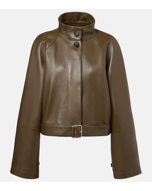 Loewe Anagram Leather Jacket - Green