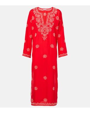Juliet Dunn Bestickter Kaftan Aus Seide - Rot