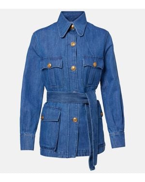 Valentino Belted Denim Jacket - Blue