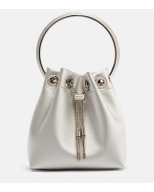 Jimmy Choo Bon Bon Satin Bucket Bag - White