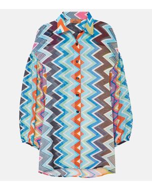 Missoni Zigzag Balloon-Sleeves Shirt - Blue
