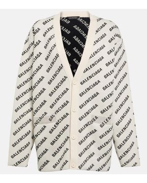 Balenciaga Cardigan en coton melange a logo - Neutre